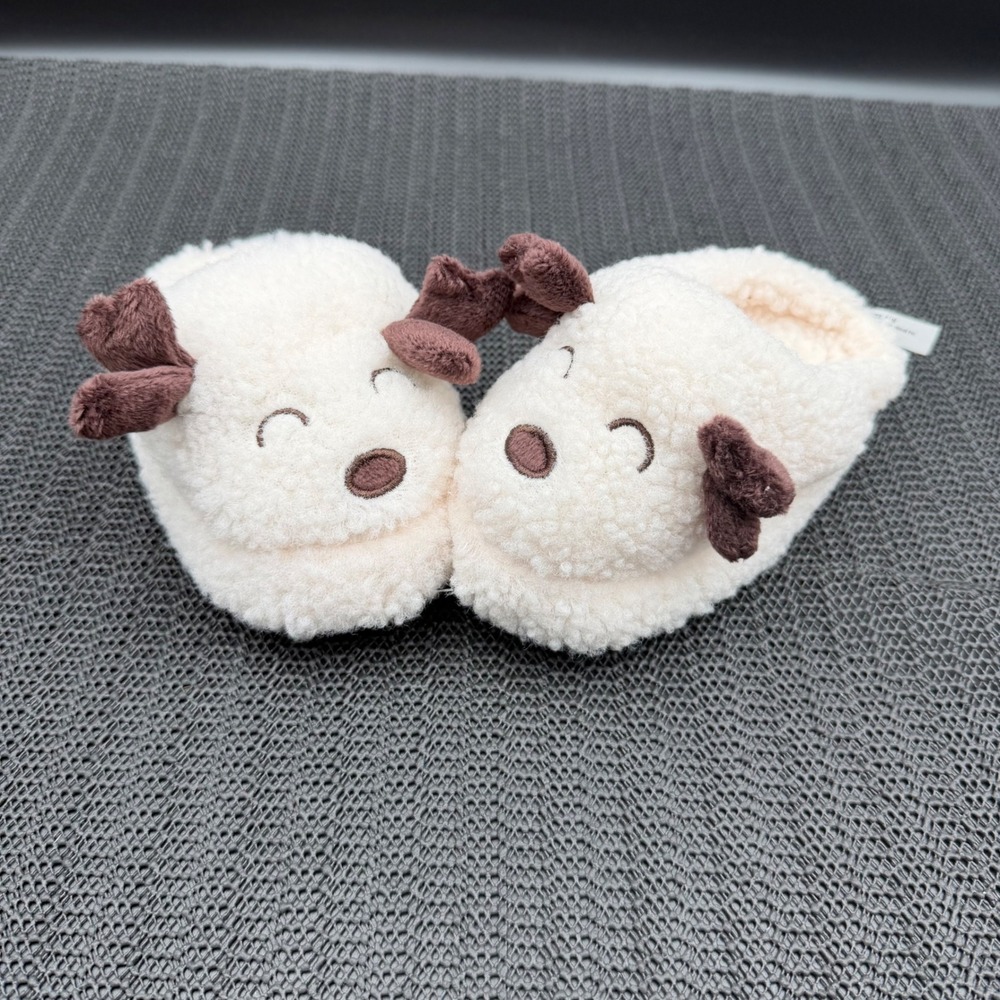 Sakar Kids Reindeer Plush Sherpa Slippers Cream Brown Size S/M 5910725